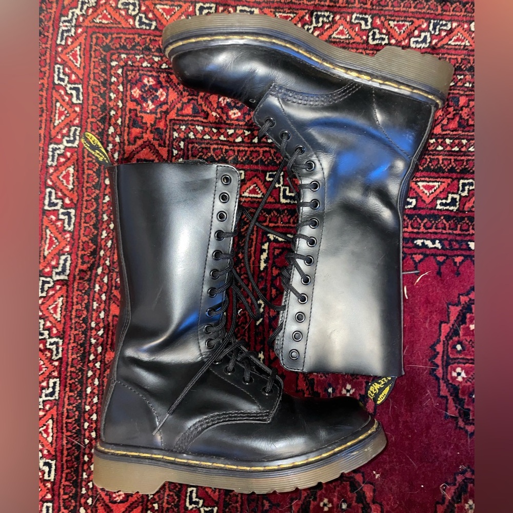 Black Leather Combat Tall Boot Dr. Marten